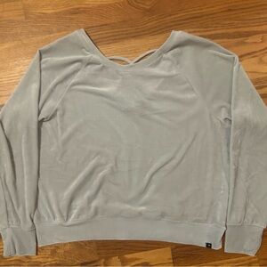 Peach Athletic Brand Gray Velour Velvet‎ Sweater Top Running Size L NEW NWOT